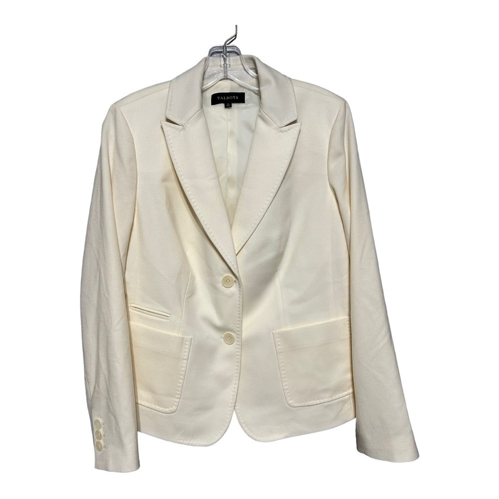 Talbots Season-less Wool Blazer Off White Women’s Size 8